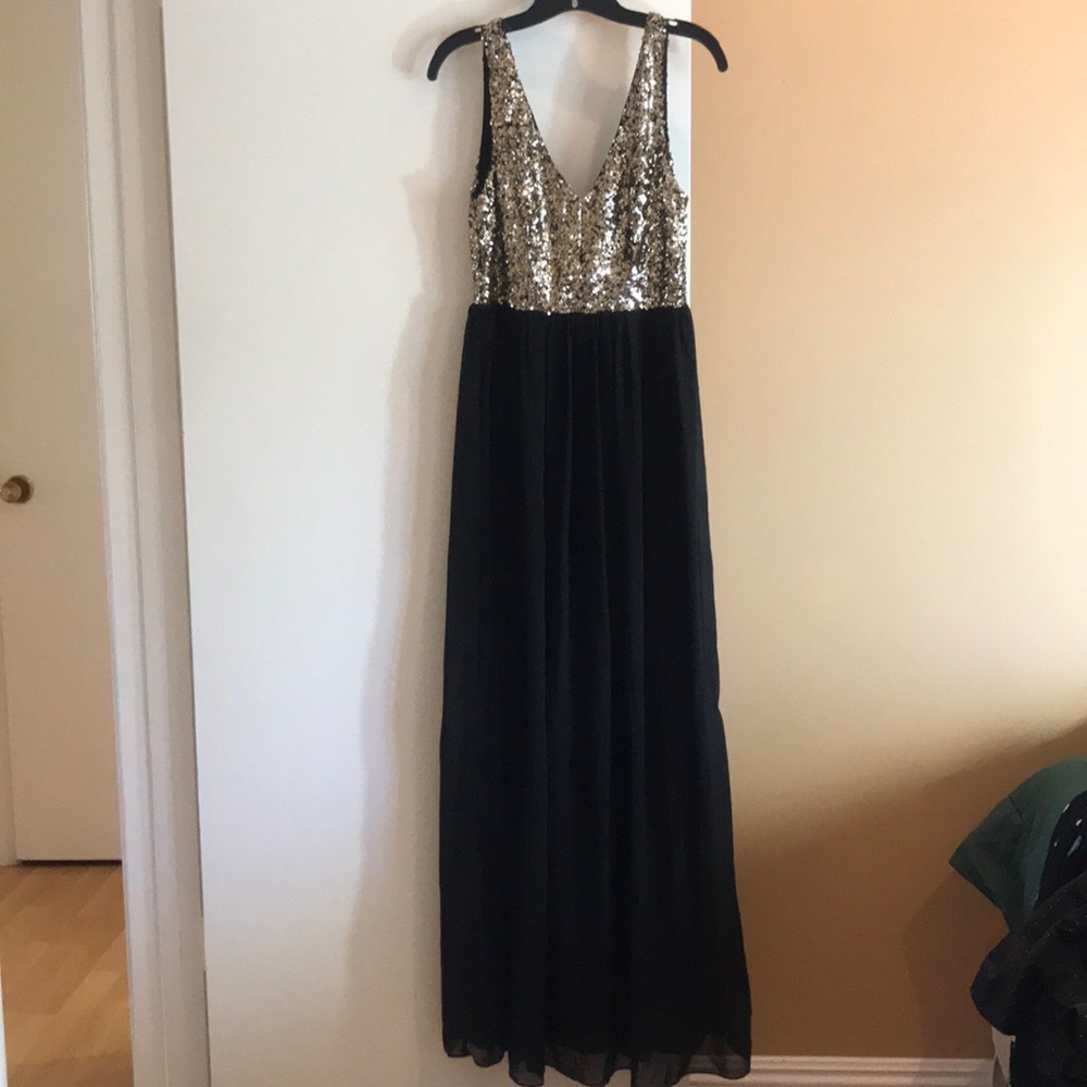 Silver and Black long Sequin Dress